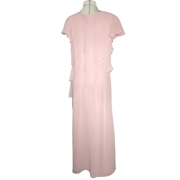 TRADITION  Pink Embellished Trimmed Ruffles  Formal Maxi Dress Size 12 - Picture 13 of 15